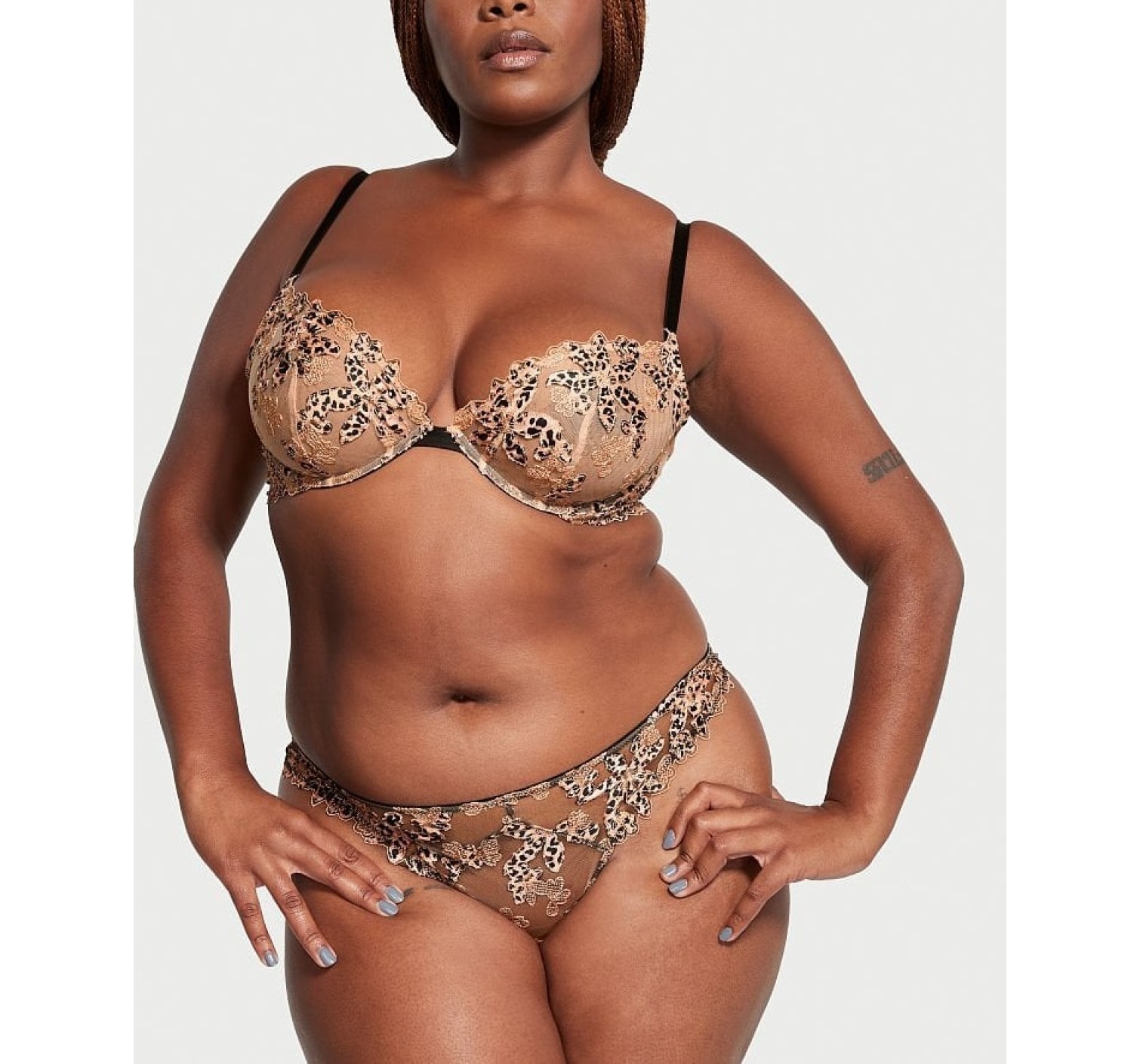 Комплект Floral Embroidered Waist Cincher Leopard set