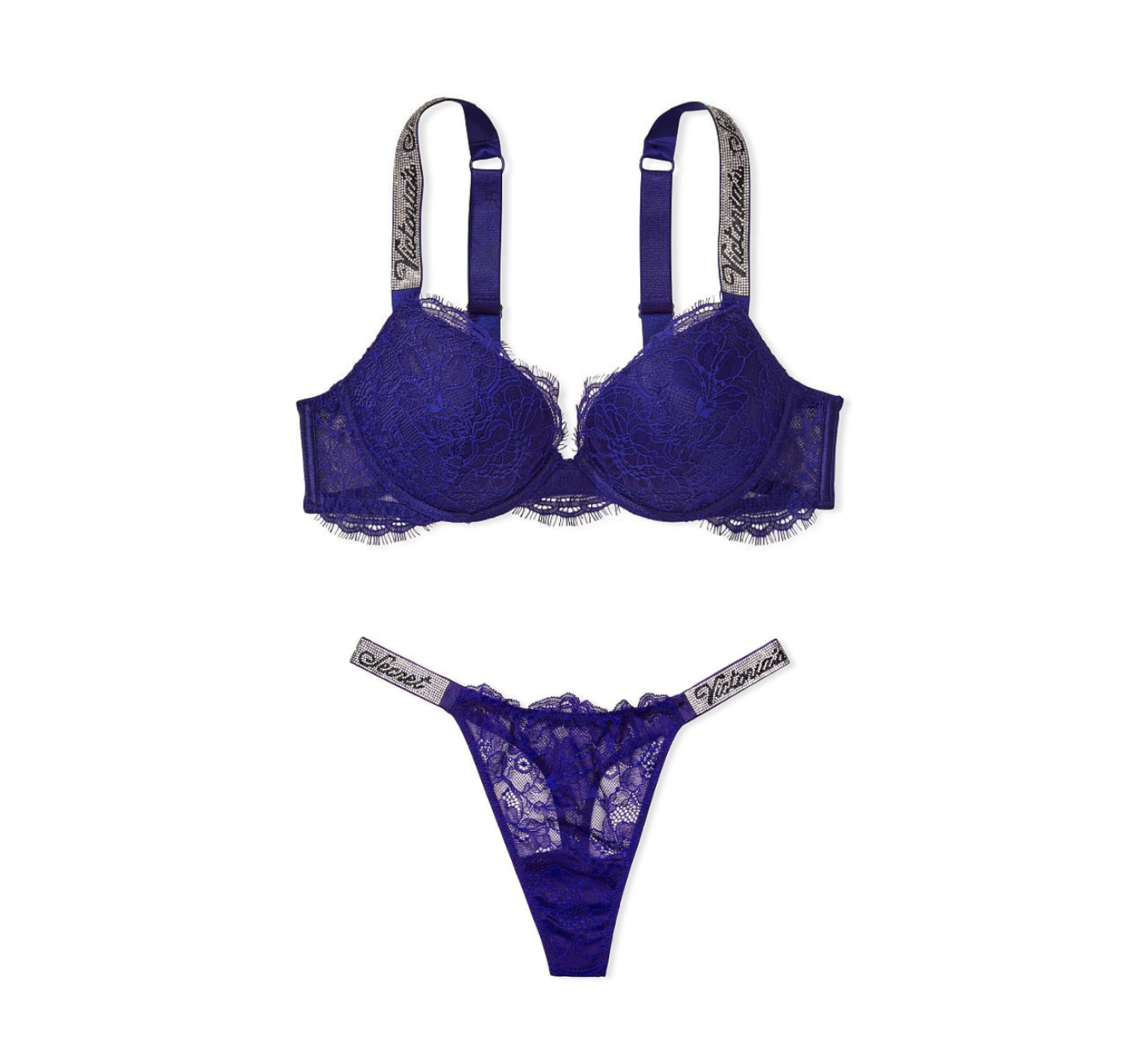 Комплект Shine Strap Lace Push-Up Bra Night Ocean Set