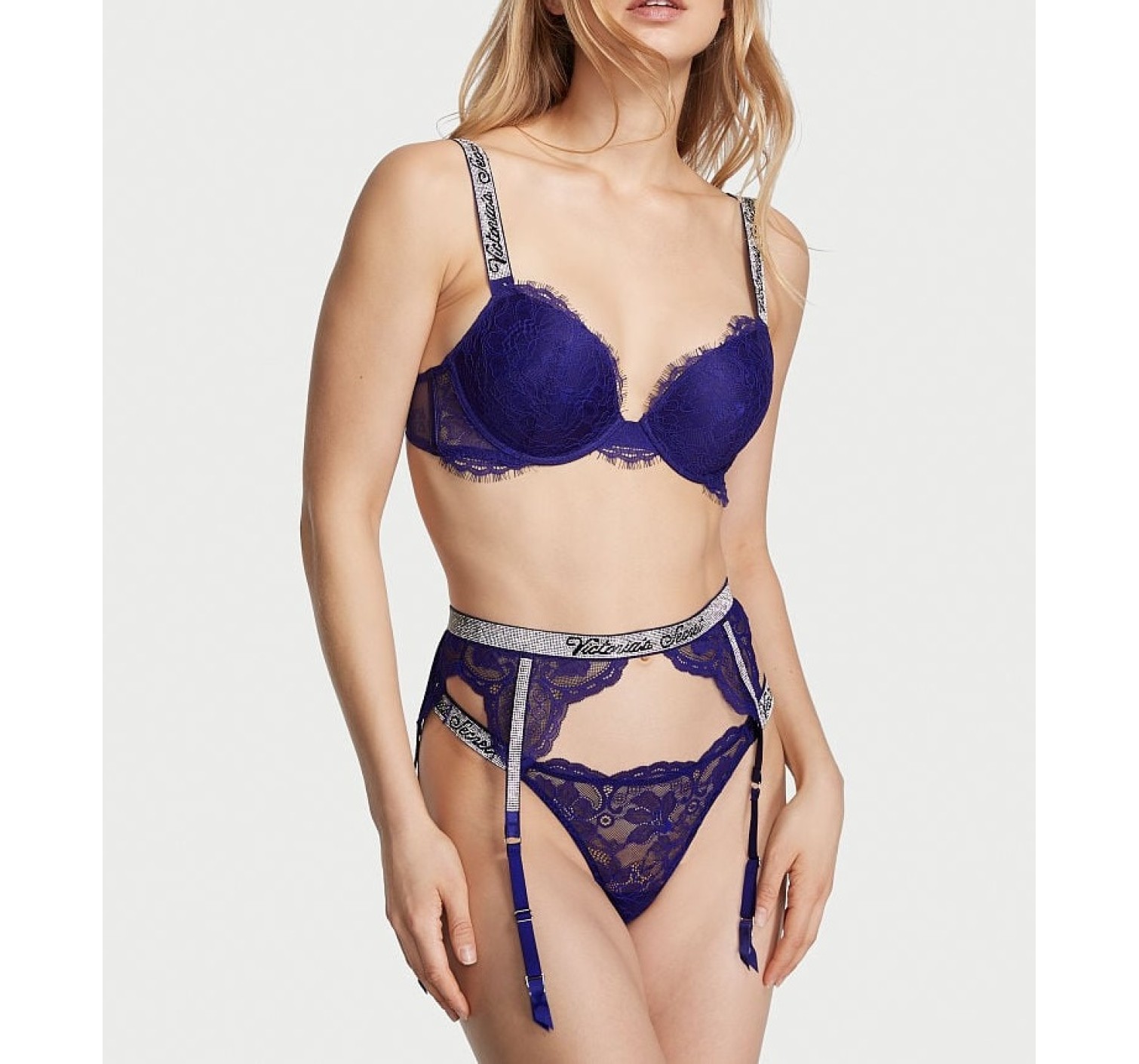 Комплект Shine Strap Lace Push-Up Bra Night Ocean Set