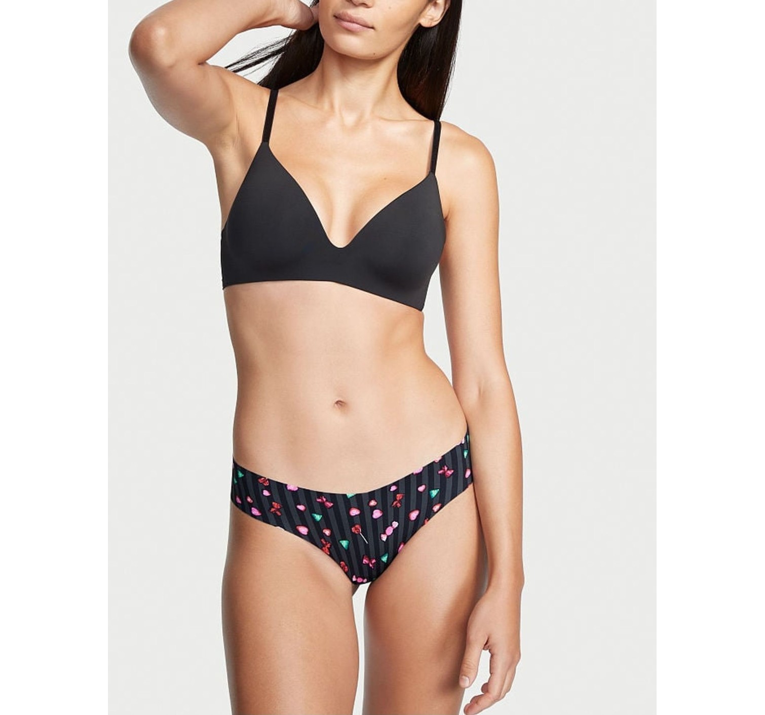 Трусики Black Stripe Candy Print No show Thong panty