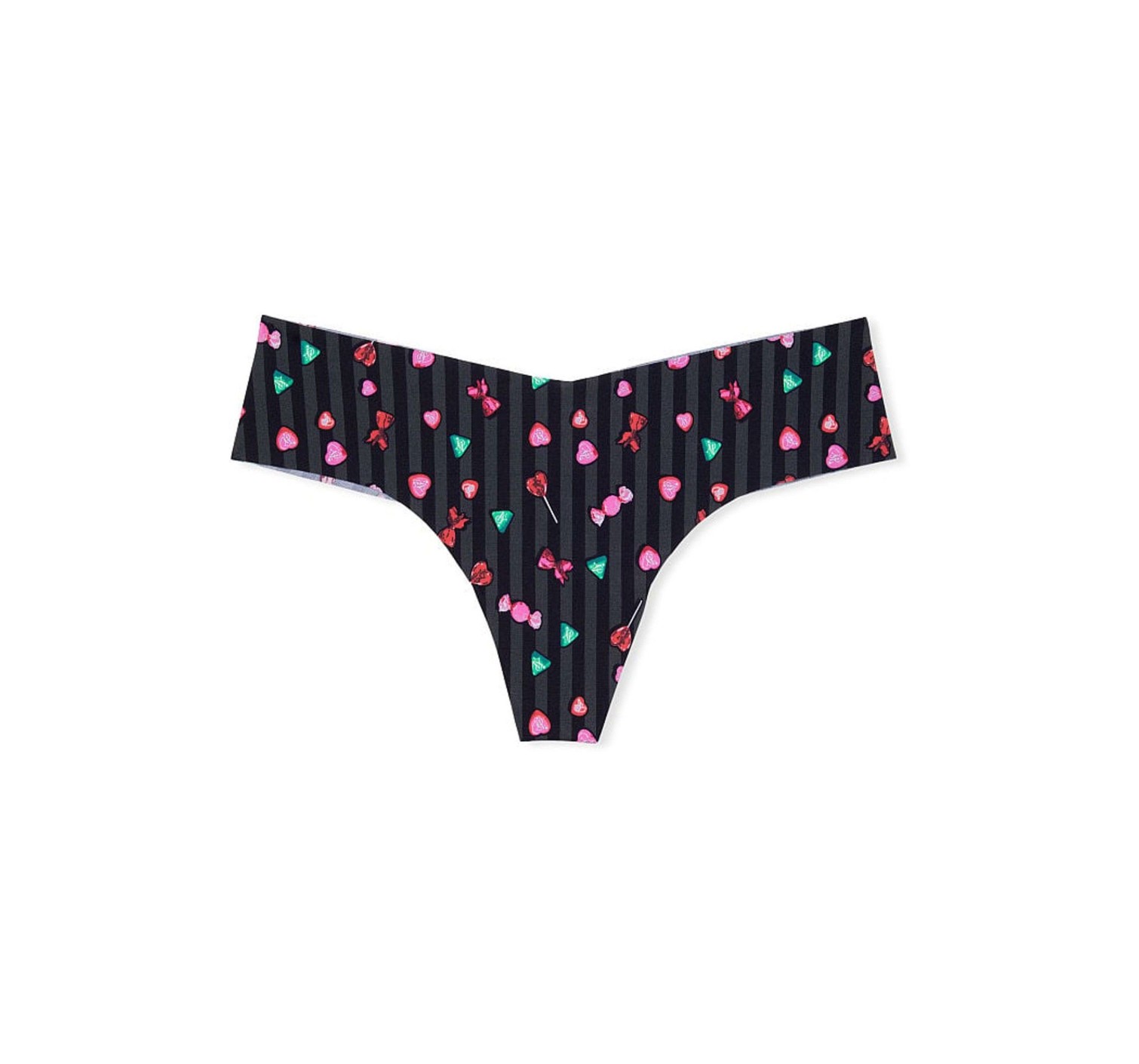 Трусики Black Stripe Candy Print No show Thong panty