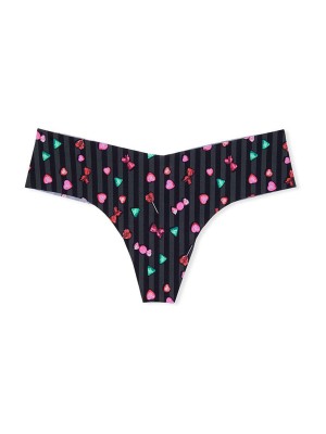 Трусики Black Stripe Candy Print No show Thong panty