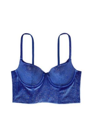 Бюстгальтер Victoria's Secret подовжений, синій оксамит з люрексом