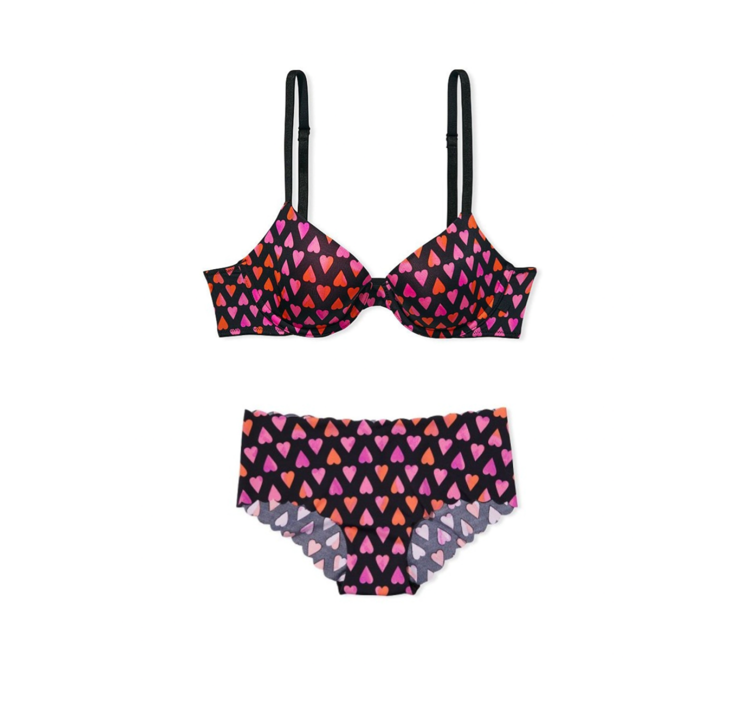 Комплект Lightly lined demi Bra Heart print Set