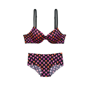 Комплект Lightly lined demi Bra Heart print Set