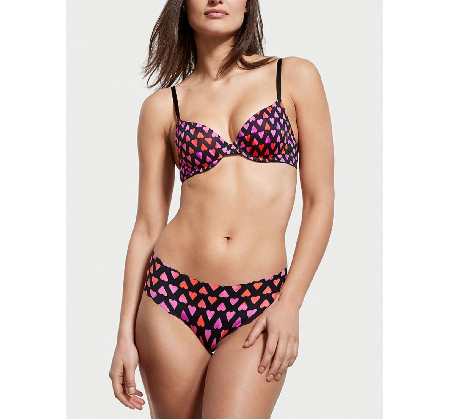 Комплект Lightly lined demi Bra Heart print Set