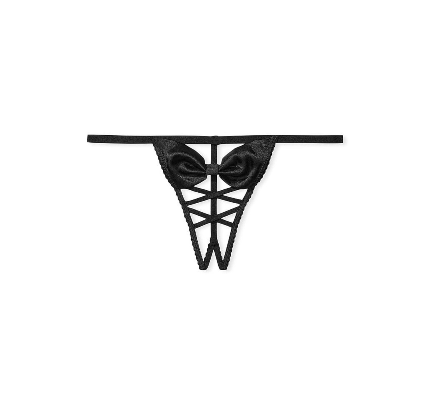 Трусики Very Sexy Black Bow Lace Up V-String Panty