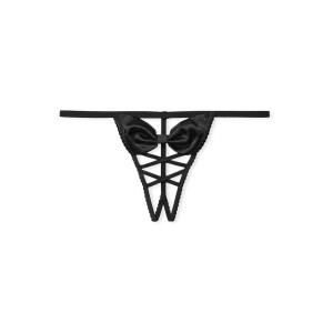 Трусики Very Sexy Black Bow Lace Up V-String Panty