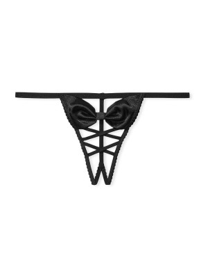 Трусики Very Sexy Black Bow Lace Up V-String Panty