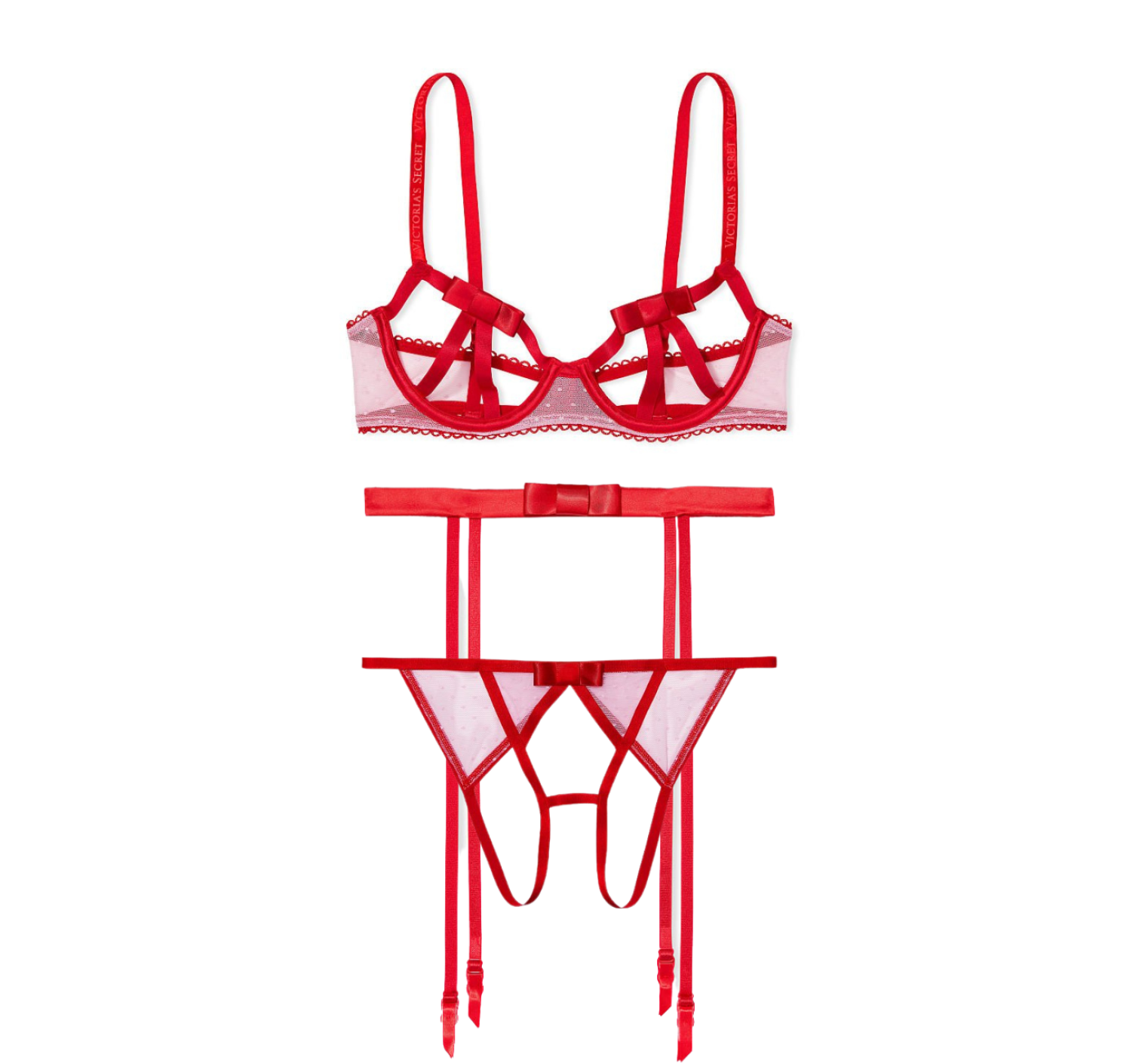 Комплект Very Sexy Open Cup Demi Bow Unlined Balconet Lipstick