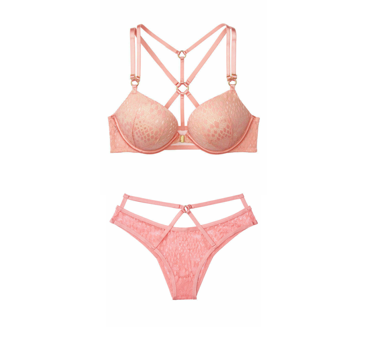 Комплект Bombshell Push Up Bra Snake Lace Coral Set