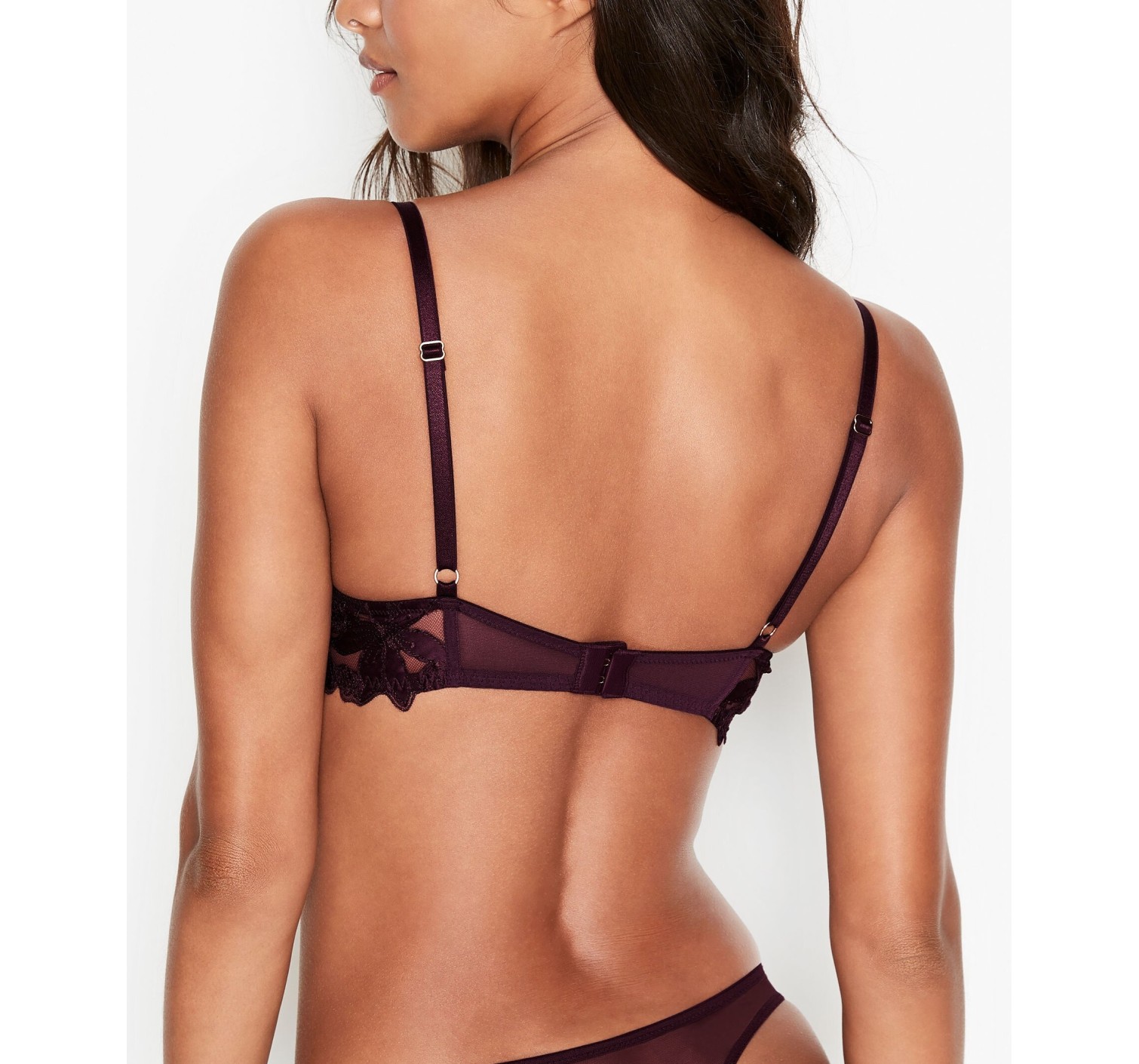 Комплект Floral Purple Embroidered Lace Unlined Demi Bra Set