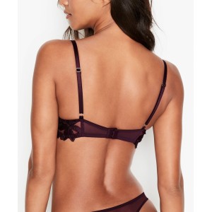 Комплект Floral Purple Embroidered Lace Unlined Demi Bra Set