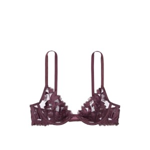 Комплект Floral Purple Embroidered Lace Unlined Demi Bra Set