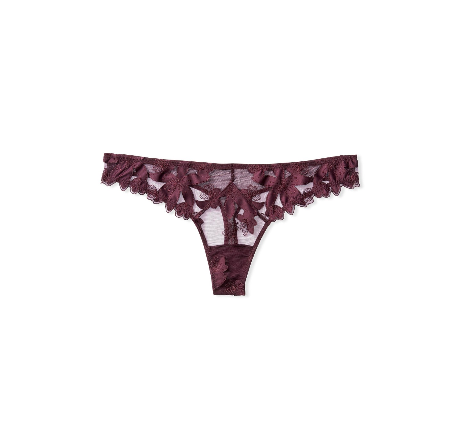 Комплект Floral Purple Embroidered Lace Unlined Demi Bra Set