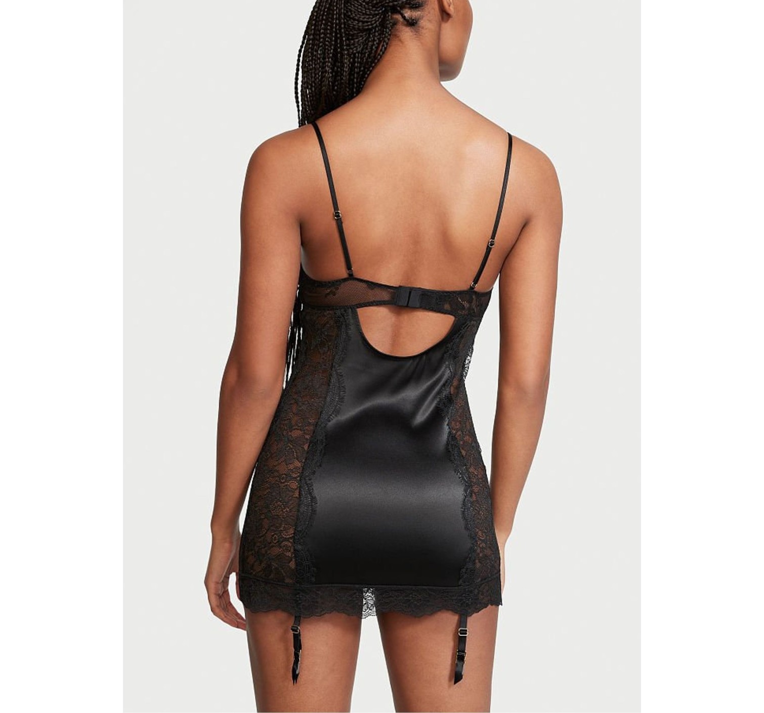 Пеньюар Black Lace Panel Garter Slip