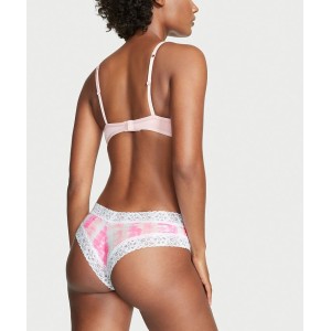 Трусики чики White Print Cotton Lace-waist Cheeky Panty