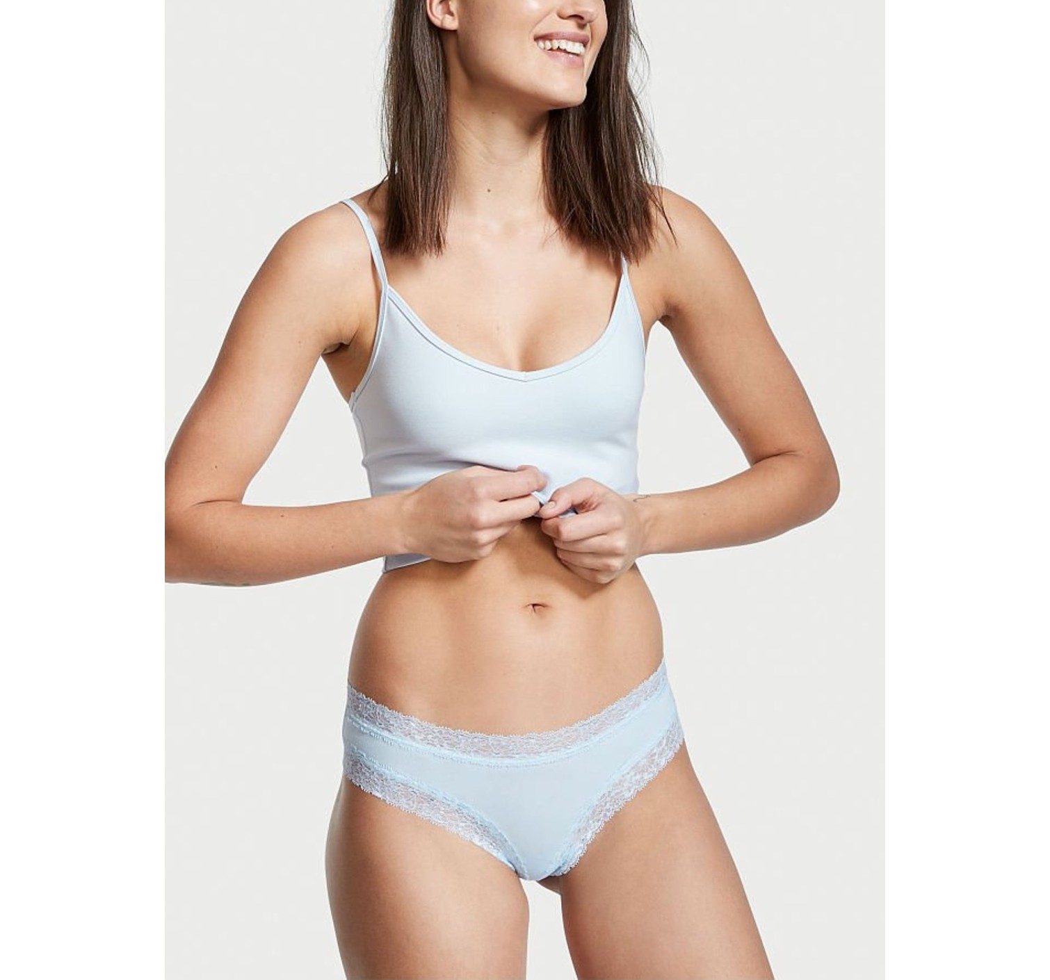 Трусики Blue Lace Waist Cotton Cheeky Panty