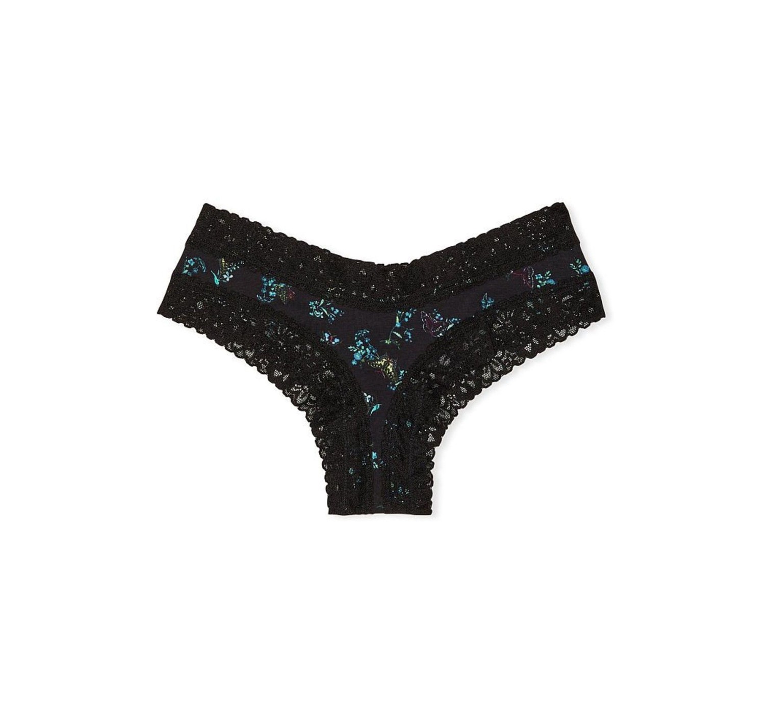 Трусики Black Print Butterfly Lace Waist Cotton Cheeky Panty