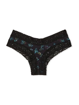 Трусики Black Print Butterfly Lace Waist Cotton Cheeky Panty