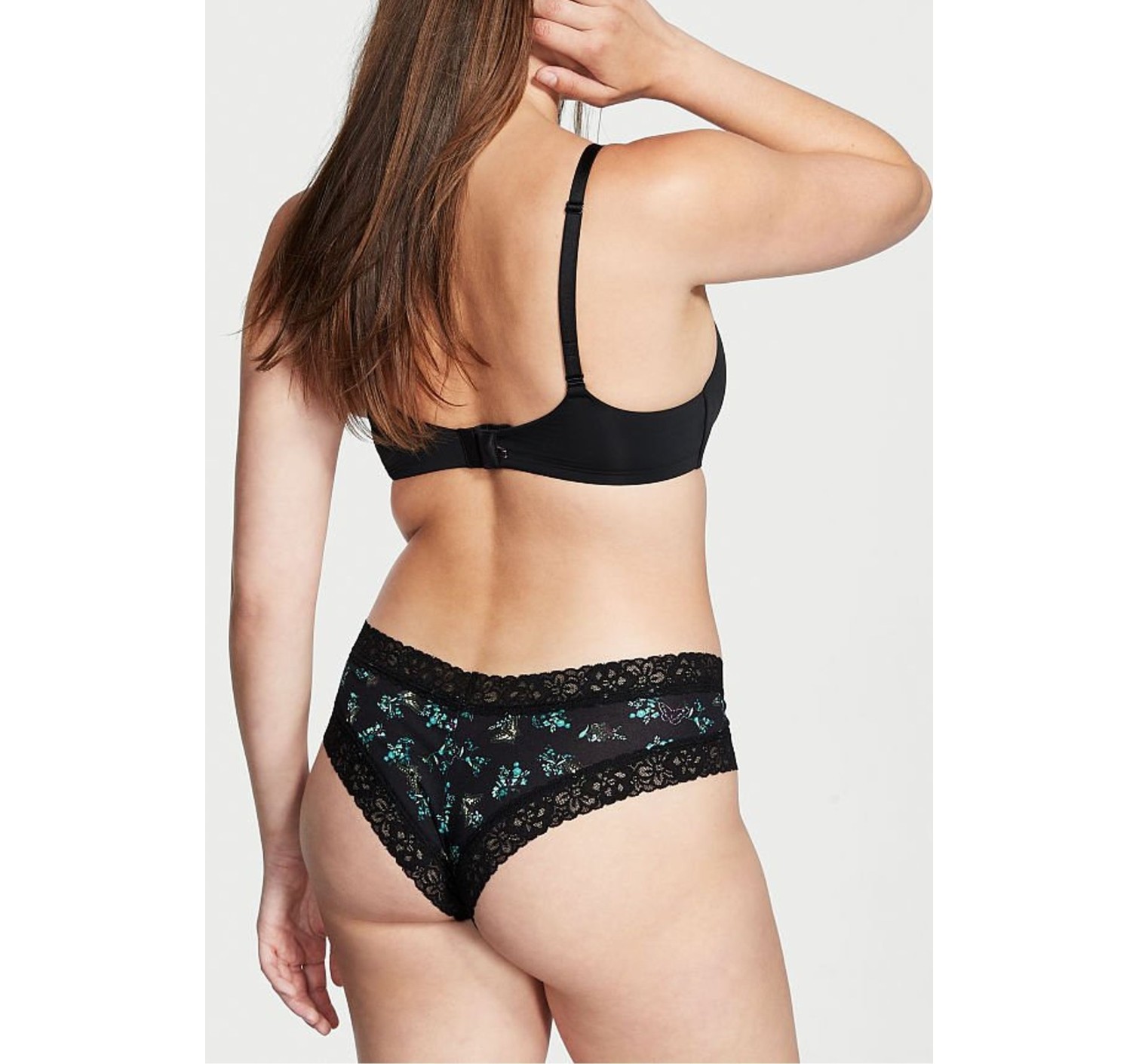 Трусики Black Print Butterfly Lace Waist Cotton Cheeky Panty