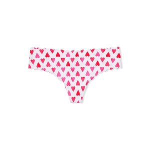 Трусики White Heart Print No-show Thong Panty