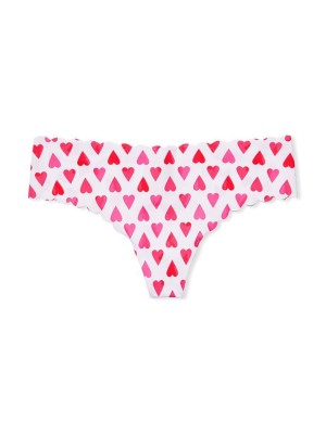 Трусики White Heart Print No-show Thong Panty
