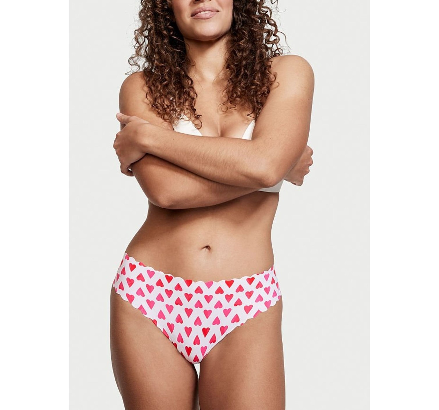 Трусики White Heart Print No-show Thong Panty