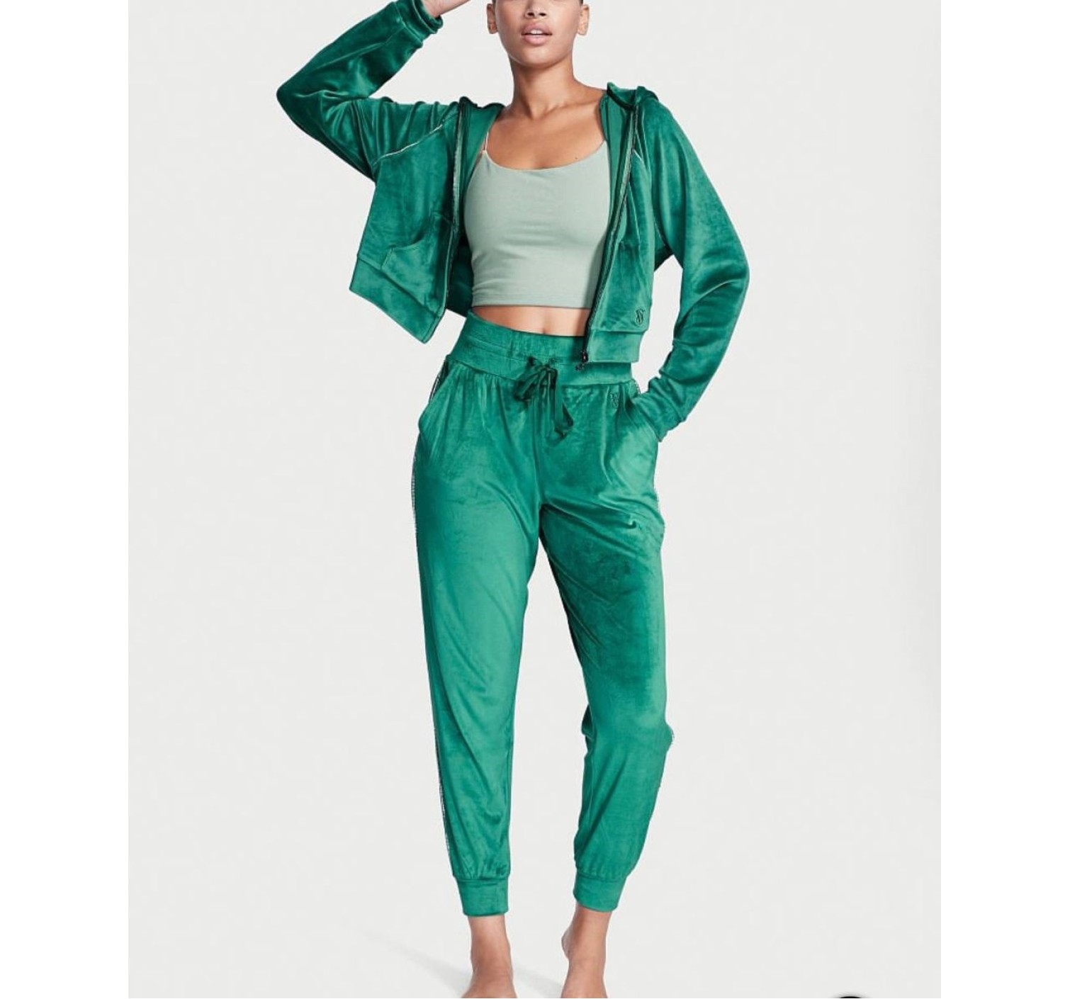 Велюровий спортивний костюм Diamanté Inset Velour Deepest Green Graphic
