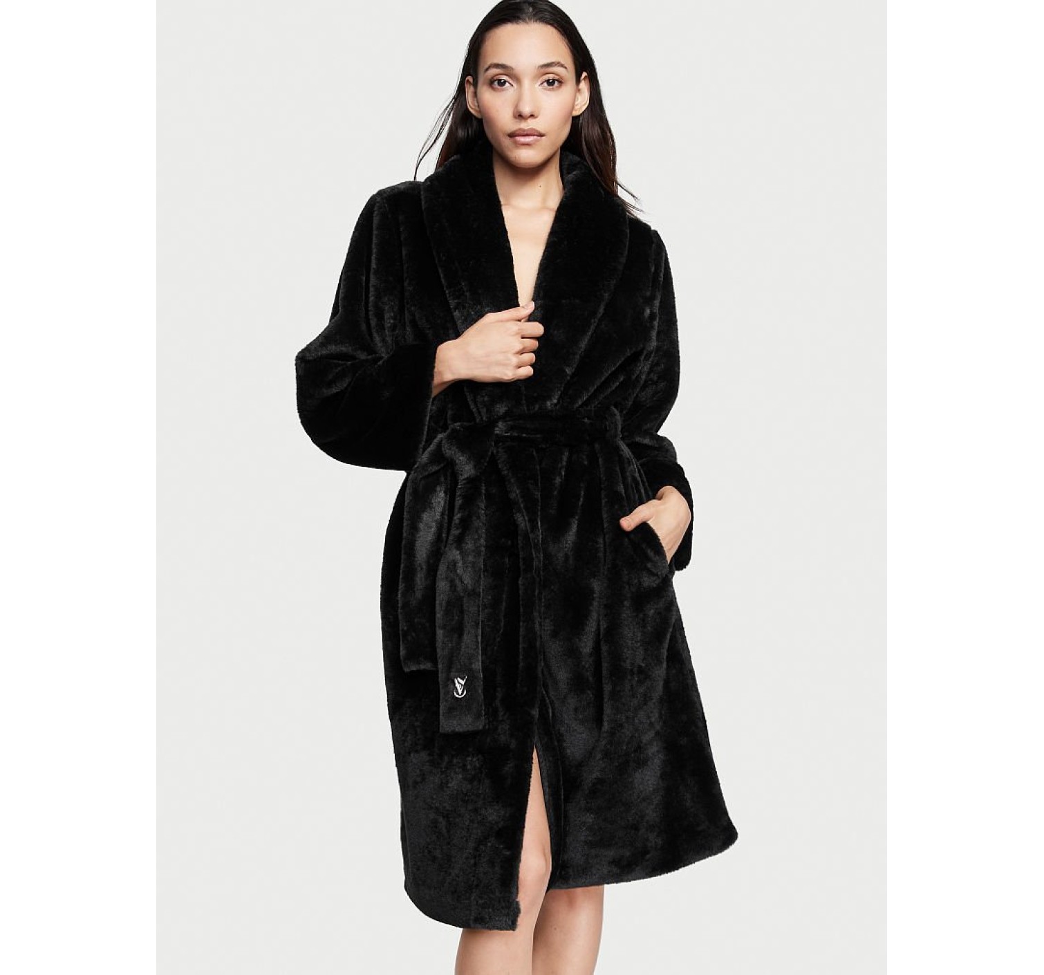 Халат Short Faux Fur Robe Black