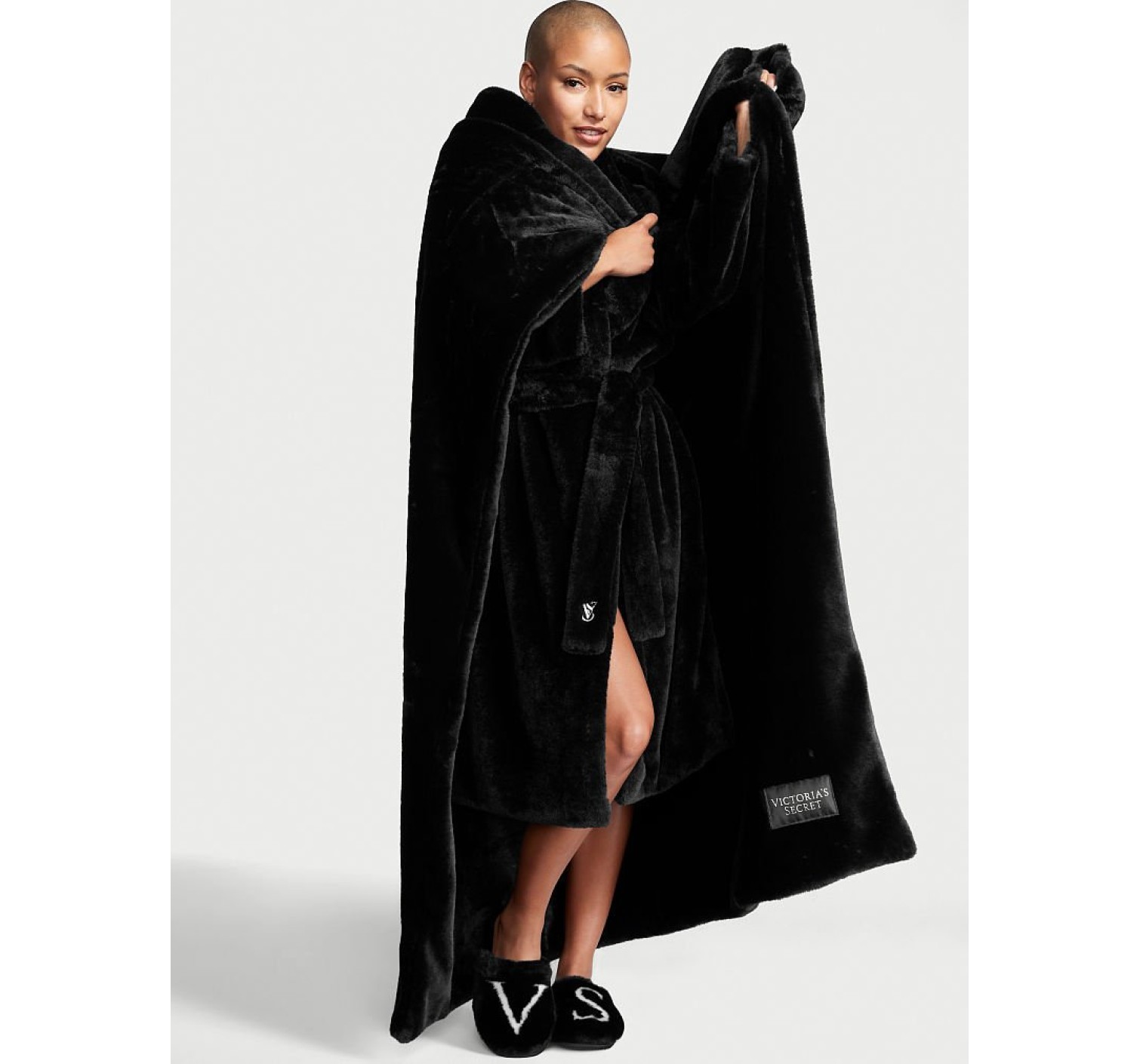 Халат Short Faux Fur Robe Black