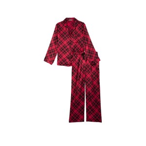Піжама Satin Long Pajama Set Victoria's Secret Red Plaid