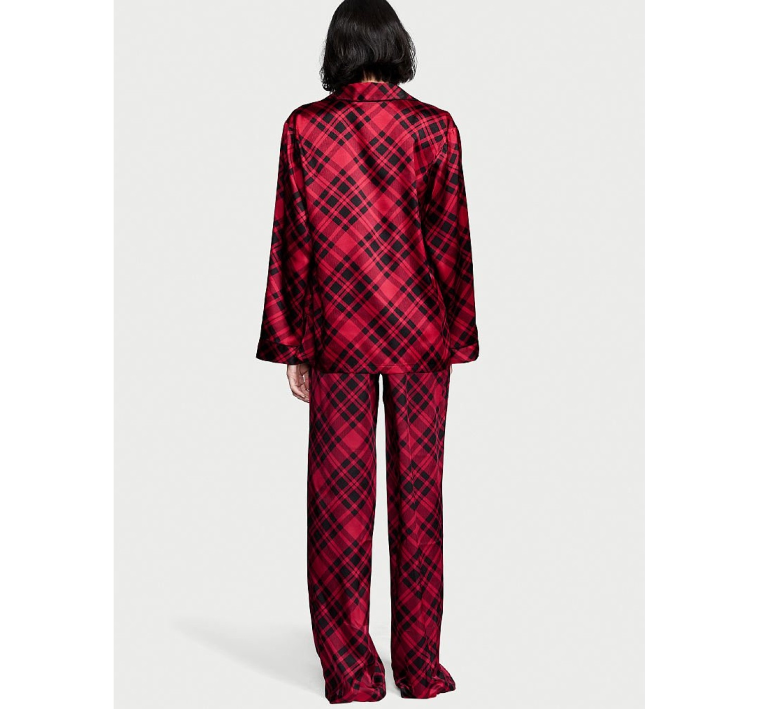 Піжама Satin Long Pajama Set Victoria's Secret Red Plaid