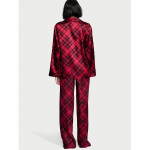 Піжама Satin Long Pajama Set Victoria's Secret Red Plaid