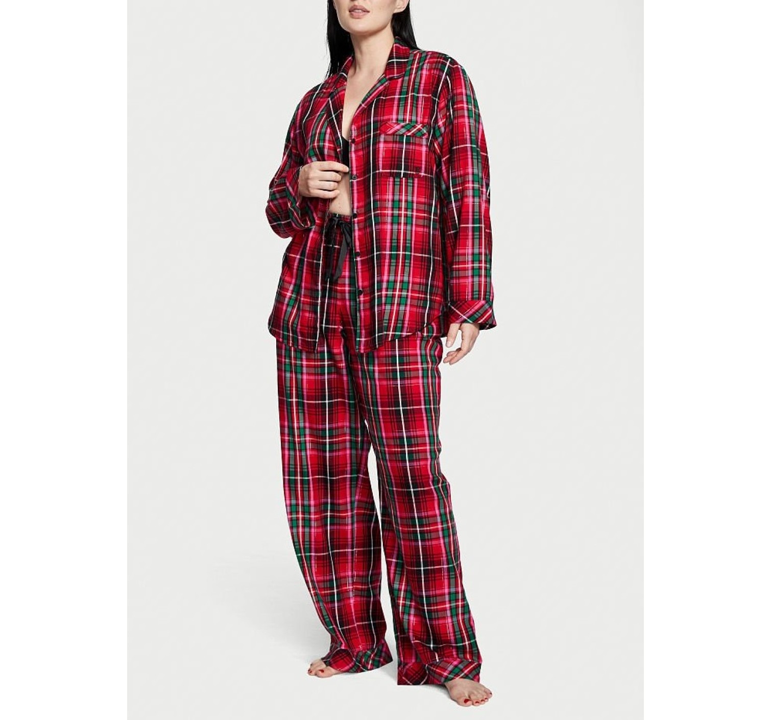 Пижама Victoria’s Secret Flannel Long PJ Set Bright Tartan Plaid