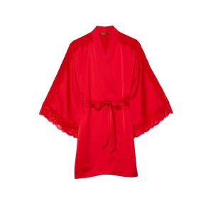 Халат Victoria’s Secret Satin Lace Inset Robe Lipstick