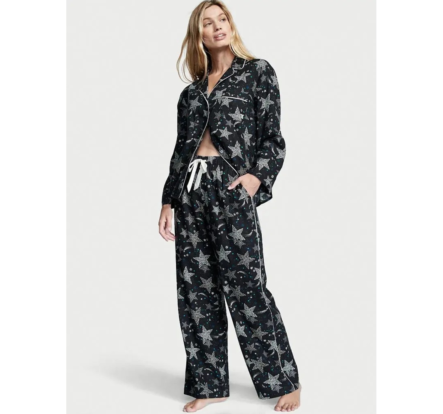 Пижама Flannel Long Pj set Black Stars