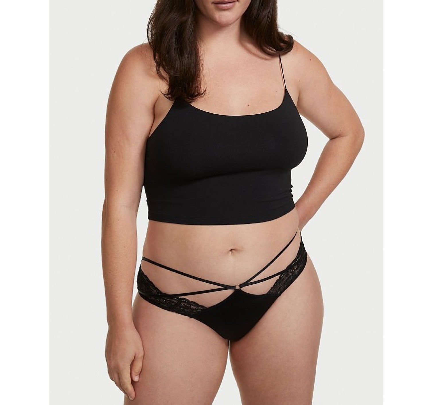 Трусики Strappy Lace Cheeky Panty Black