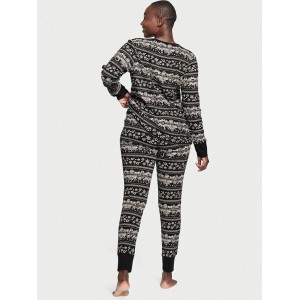 Пижама Thermal Long Pajama Set Black Fair Isle Snowflake