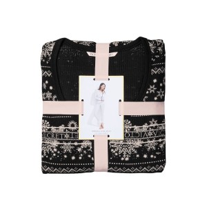 Пижама Thermal Long Pajama Set Black Fair Isle Snowflake