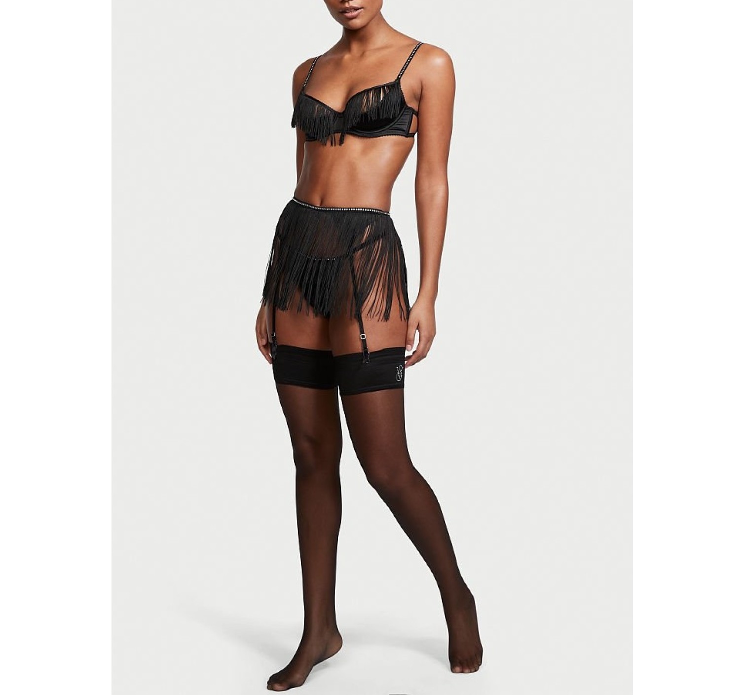 Чулки Crystal Logo Thigh Highs Black