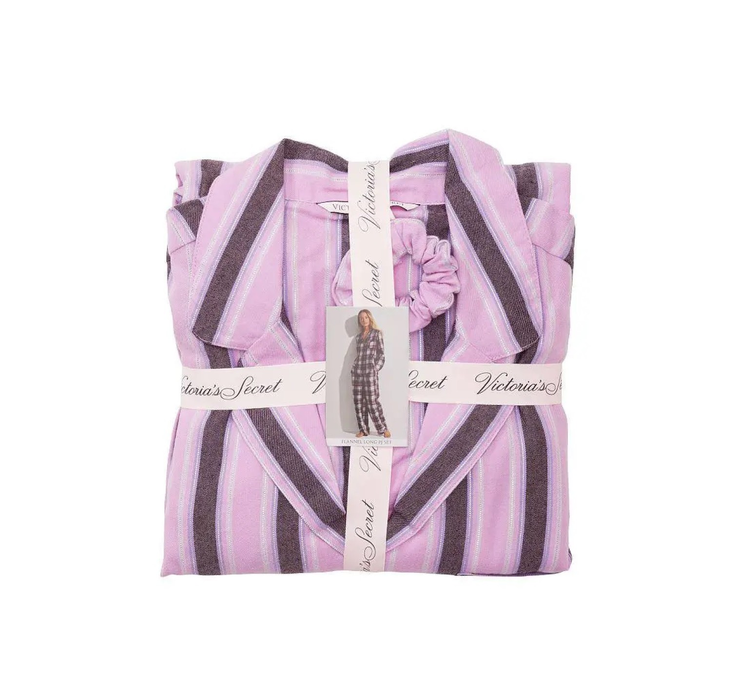 Пижама Victoria’s Secret Flannel Long PJ Set Black Stripes