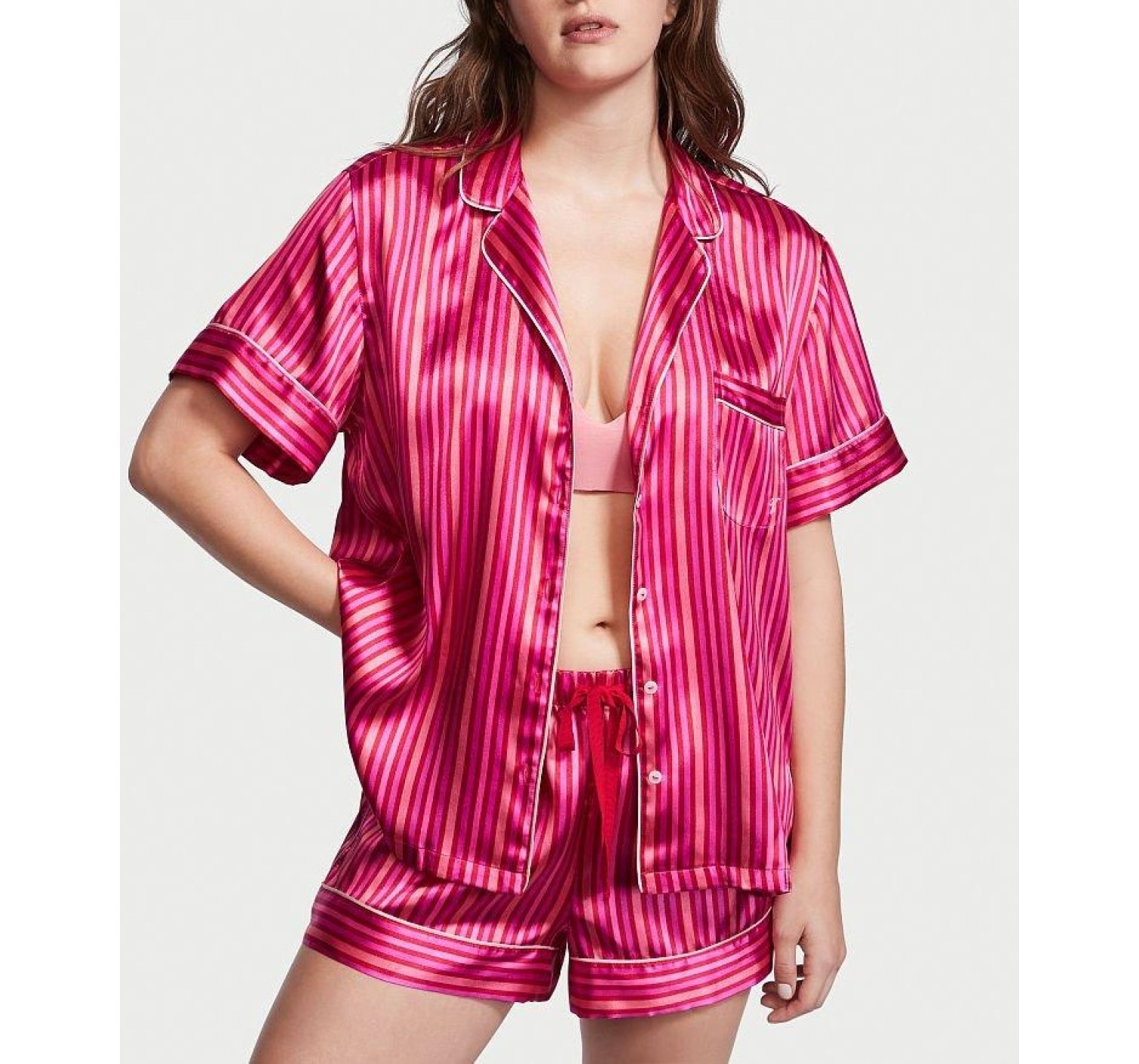 Піжама Satin Short PJ Set Red stripes