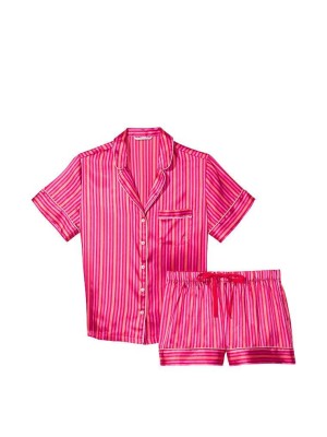 Пижама Satin Short PJ Set Red stripes