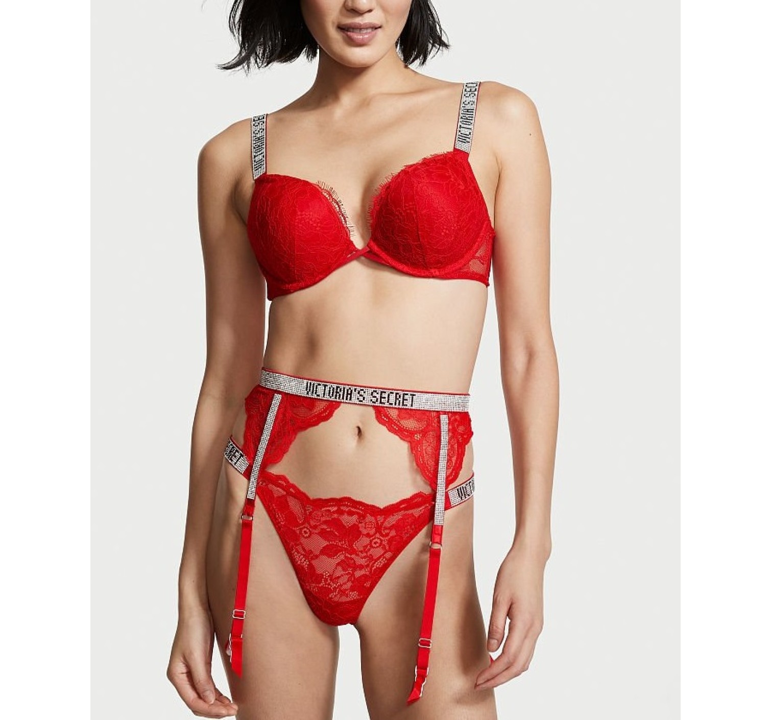 Пояс Shine Strap Garter Belt Lipstick Lace Victoria's Secret