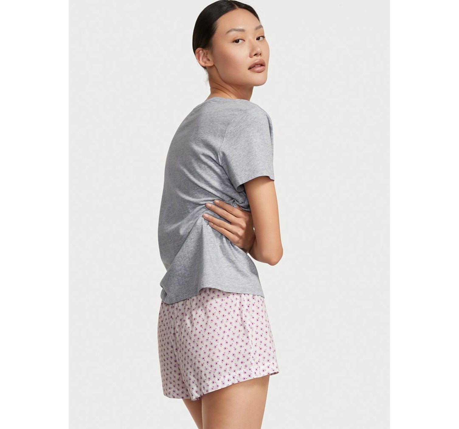Піжама Victoria's Secret Grey Cotton Short Tee-jama Floral print