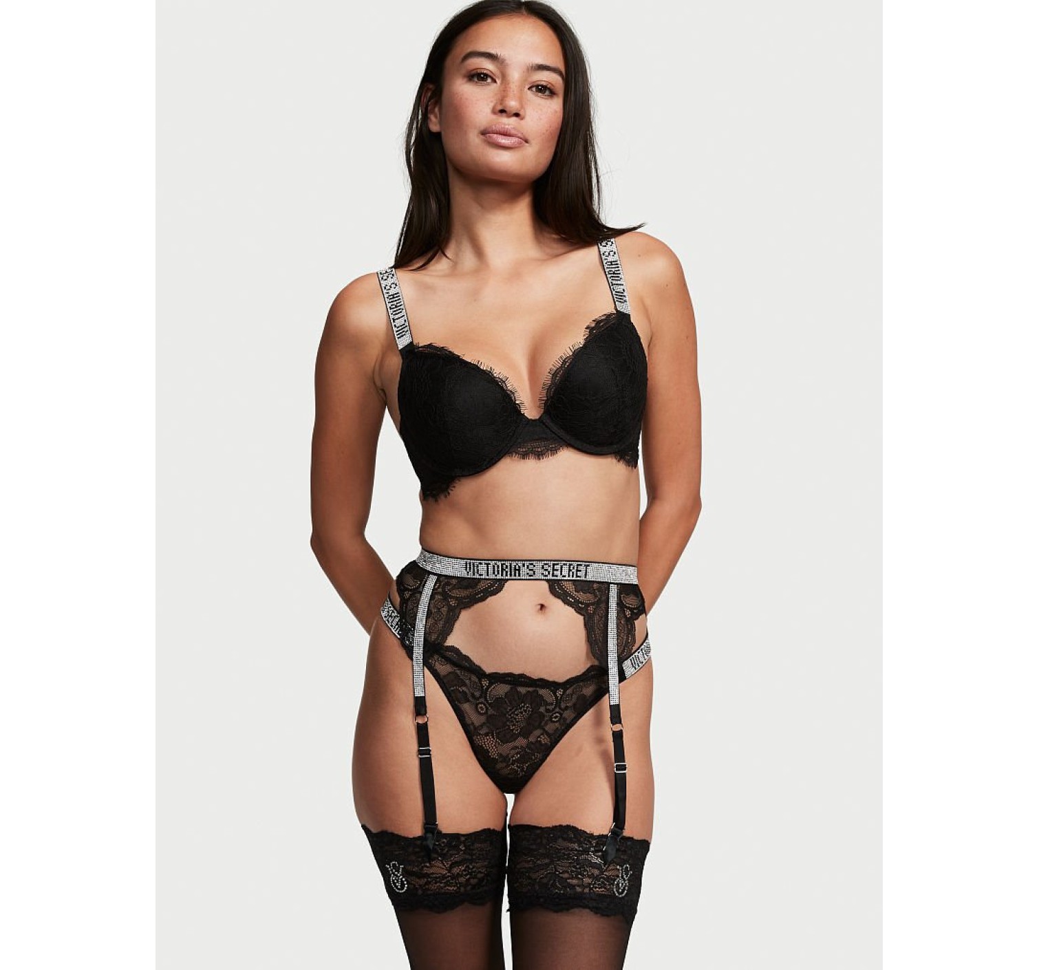 Пояс Victoria's Secret VERY SEXY Shine Strap Garter Belt Black Lace