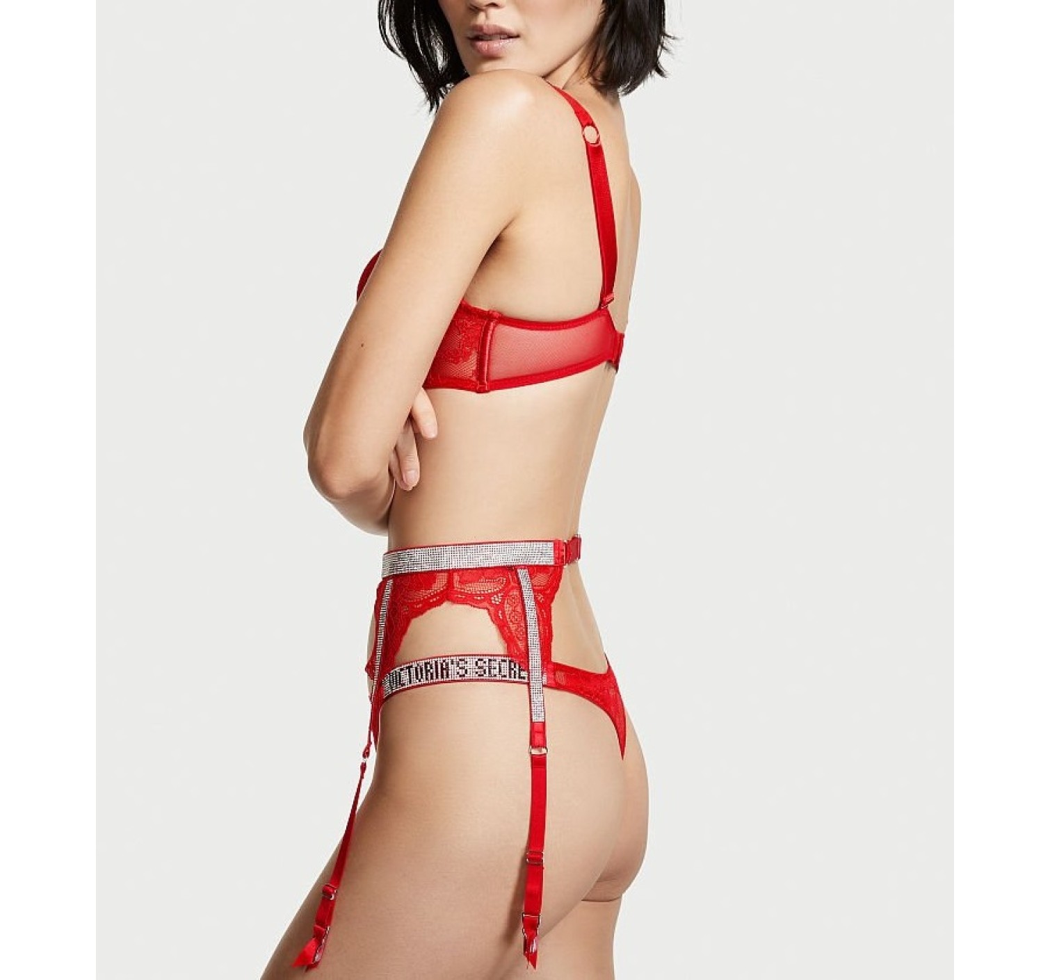 Пояс Shine Strap Garter Belt Lipstick Lace Victoria's Secret