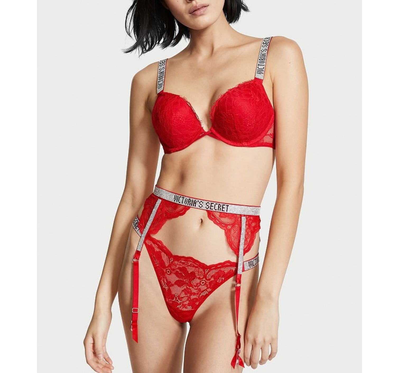 Пояс Shine Strap Garter Belt Lipstick Lace Victoria's Secret