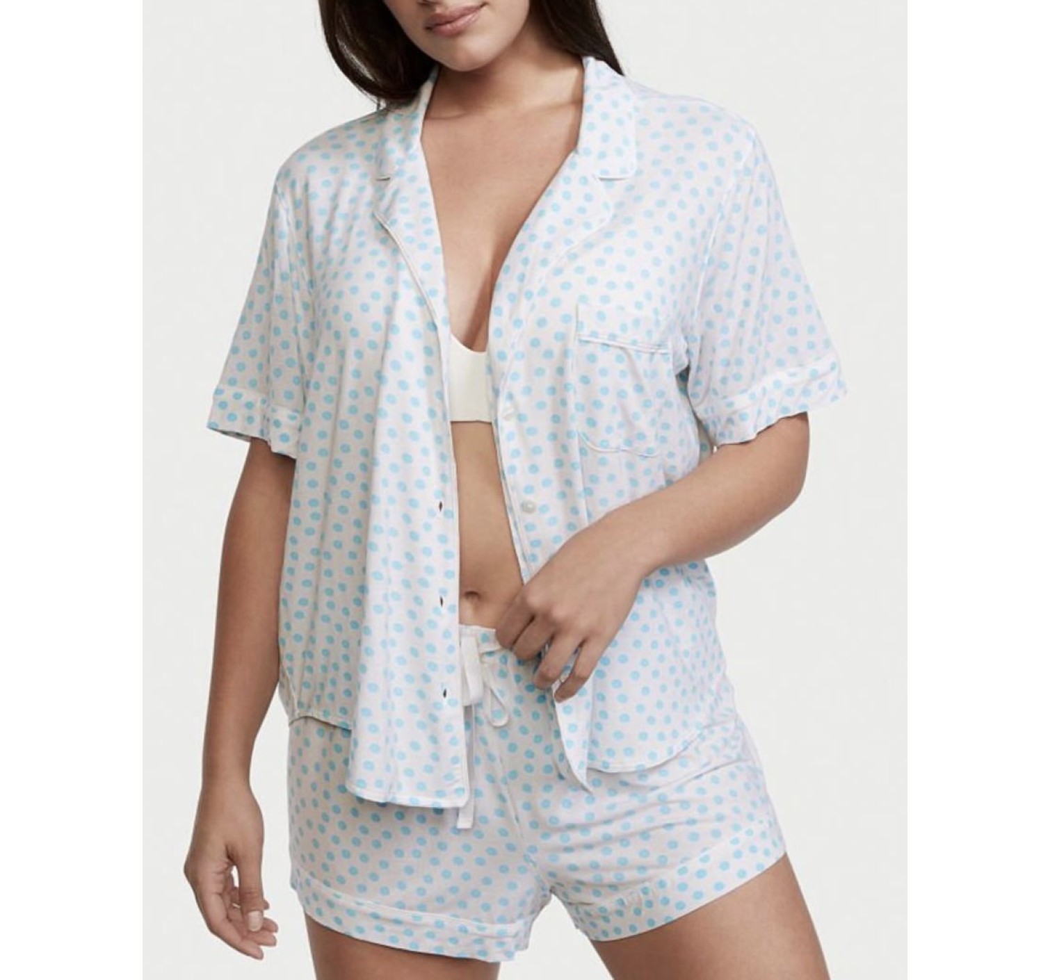 Пижама Modal Short Pj Set White Blue dot